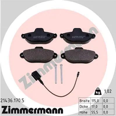 Diskinių stabdžių trinkelių rinkinys ZIMMERMANN 21436.170.5