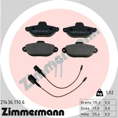 Diskinių stabdžių trinkelių rinkinys ZIMMERMANN 21436.170.6