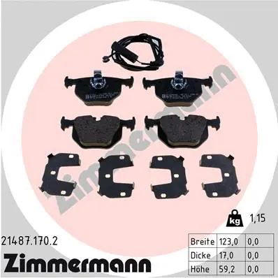 Diskinių stabdžių trinkelių rinkinys ZIMMERMANN 21487.170.2