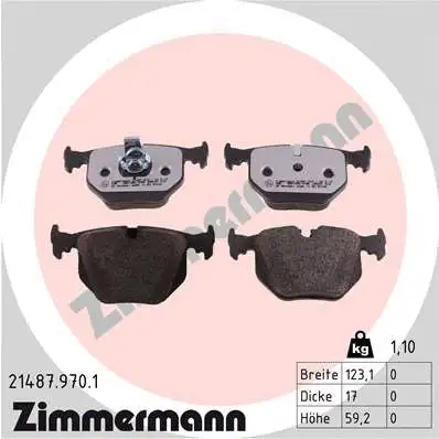 Diskinių stabdžių trinkelių rinkinys ZIMMERMANN 21487.970.1