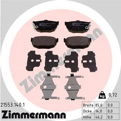Diskinių stabdžių trinkelių rinkinys ZIMMERMANN 21553.140.1