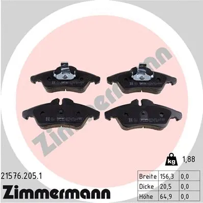 Diskinių stabdžių trinkelių rinkinys ZIMMERMANN 21576.205.1