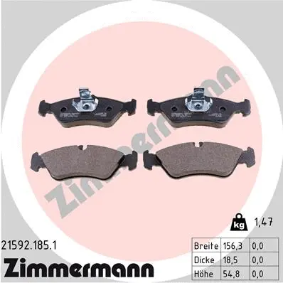 Diskinių stabdžių trinkelių rinkinys ZIMMERMANN 21592.185.1