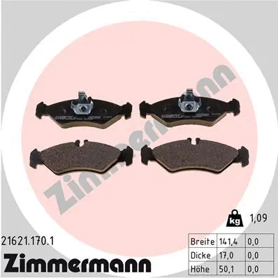 Diskinių stabdžių trinkelių rinkinys ZIMMERMANN 21621.170.1