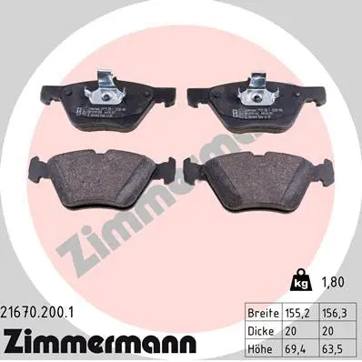 Diskinių stabdžių trinkelių rinkinys ZIMMERMANN 21670.200.1