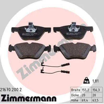Diskinių stabdžių trinkelių rinkinys ZIMMERMANN 21670.200.2