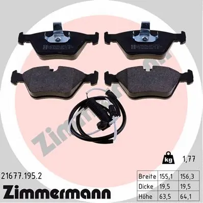Diskinių stabdžių trinkelių rinkinys ZIMMERMANN 21677.195.2