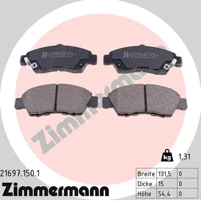 Diskinių stabdžių trinkelių rinkinys ZIMMERMANN 21697.150.1