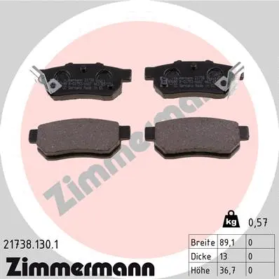 Diskinių stabdžių trinkelių rinkinys ZIMMERMANN 21738.130.1