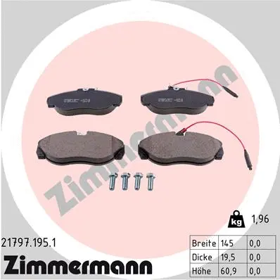 Diskinių stabdžių trinkelių rinkinys ZIMMERMANN 21797.195.1