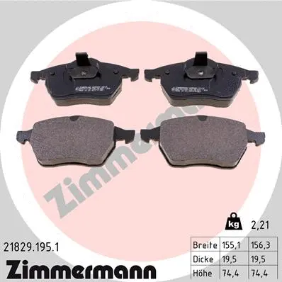 Diskinių stabdžių trinkelių rinkinys ZIMMERMANN 21829.195.1
