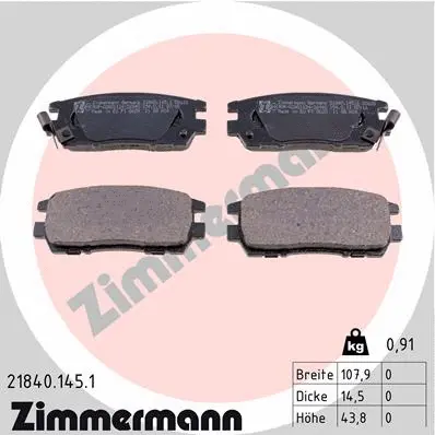 Diskinių stabdžių trinkelių rinkinys ZIMMERMANN 21840.145.1