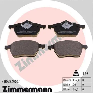 Diskinių stabdžių trinkelių rinkinys ZIMMERMANN 21848.200.1