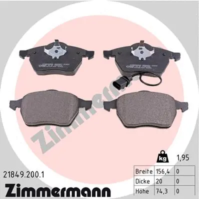 Diskinių stabdžių trinkelių rinkinys ZIMMERMANN 21849.200.1