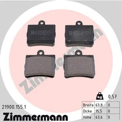 Diskinių stabdžių trinkelių rinkinys ZIMMERMANN 21900.155.1