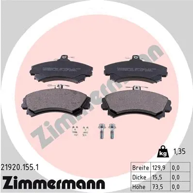 Diskinių stabdžių trinkelių rinkinys ZIMMERMANN 21920.155.1