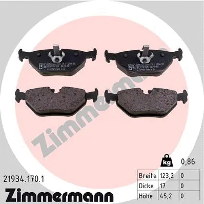 Diskinių stabdžių trinkelių rinkinys ZIMMERMANN 21934.170.1