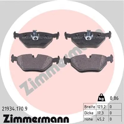 Diskinių stabdžių trinkelių rinkinys ZIMMERMANN 21934.170.9
