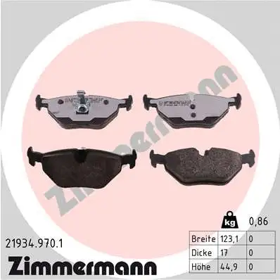 Diskinių stabdžių trinkelių rinkinys ZIMMERMANN 21934.970.1