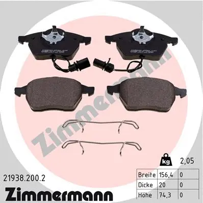 Diskinių stabdžių trinkelių rinkinys ZIMMERMANN 21938.200.2