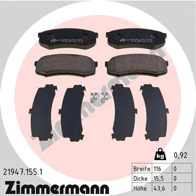 Diskinių stabdžių trinkelių rinkinys ZIMMERMANN 21947.155.1