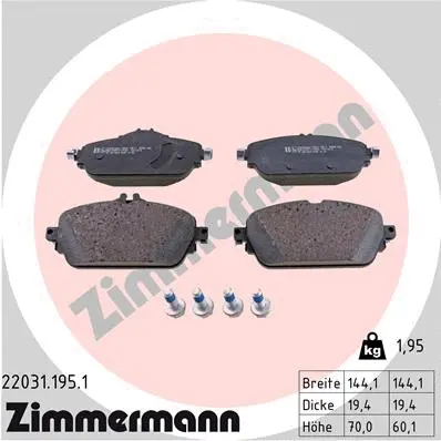 Diskinių stabdžių trinkelių rinkinys ZIMMERMANN 22031.195.1