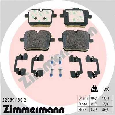 Diskinių stabdžių trinkelių rinkinys ZIMMERMANN 22039.180.2