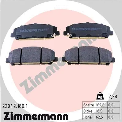 Diskinių stabdžių trinkelių rinkinys ZIMMERMANN 22042.180.1