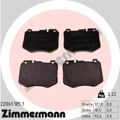 Diskinių stabdžių trinkelių rinkinys ZIMMERMANN 22061.185.1