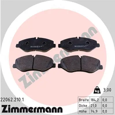 Diskinių stabdžių trinkelių rinkinys ZIMMERMANN 22062.210.1