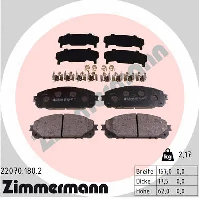 Diskinių stabdžių trinkelių rinkinys ZIMMERMANN 22070.180.2
