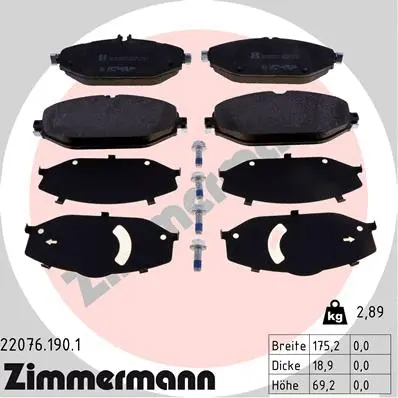 Diskinių stabdžių trinkelių rinkinys ZIMMERMANN 22076.190.1