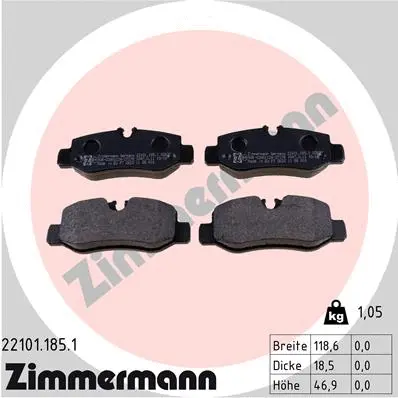 Diskinių stabdžių trinkelių rinkinys ZIMMERMANN 22101.185.1