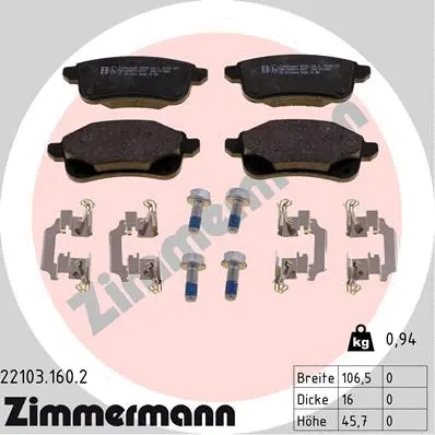 Diskinių stabdžių trinkelių rinkinys ZIMMERMANN 22103.160.2