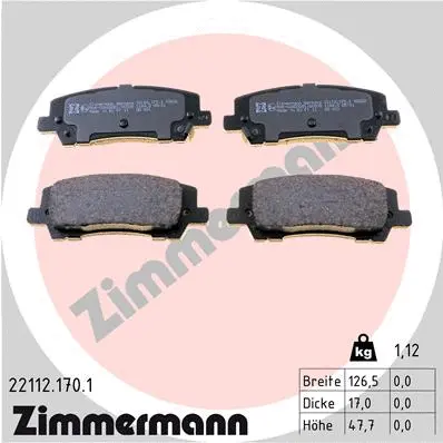 Diskinių stabdžių trinkelių rinkinys ZIMMERMANN 22112.170.1