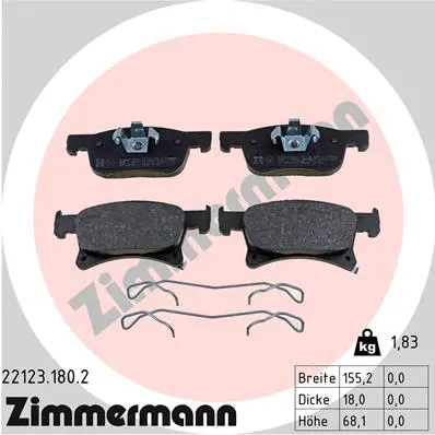 Diskinių stabdžių trinkelių rinkinys ZIMMERMANN 22123.180.2