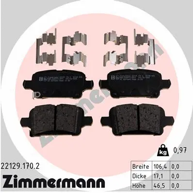 Diskinių stabdžių trinkelių rinkinys ZIMMERMANN 22129.170.2