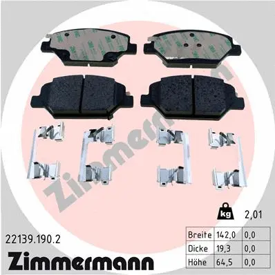Diskinių stabdžių trinkelių rinkinys ZIMMERMANN 22139.190.2