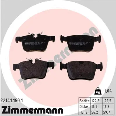Diskinių stabdžių trinkelių rinkinys ZIMMERMANN 22141.160.1
