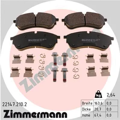 Diskinių stabdžių trinkelių rinkinys ZIMMERMANN 22147.210.2