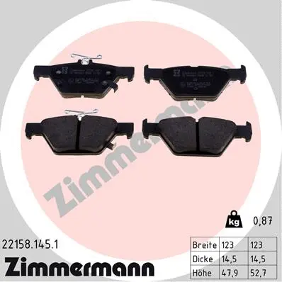 Diskinių stabdžių trinkelių rinkinys ZIMMERMANN 22158.145.1