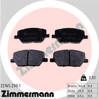 Diskinių stabdžių trinkelių rinkinys ZIMMERMANN 22165.200.1