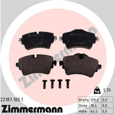 Diskinių stabdžių trinkelių rinkinys ZIMMERMANN 22187.180.1
