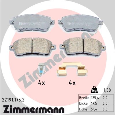 Diskinių stabdžių trinkelių rinkinys ZIMMERMANN 22191.175.2