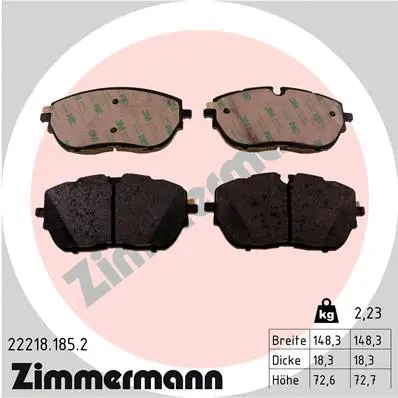 Diskinių stabdžių trinkelių rinkinys ZIMMERMANN 22218.185.2