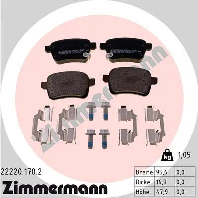 Diskinių stabdžių trinkelių rinkinys ZIMMERMANN 22220.170.2