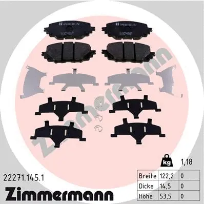 Diskinių stabdžių trinkelių rinkinys ZIMMERMANN 22271.145.1