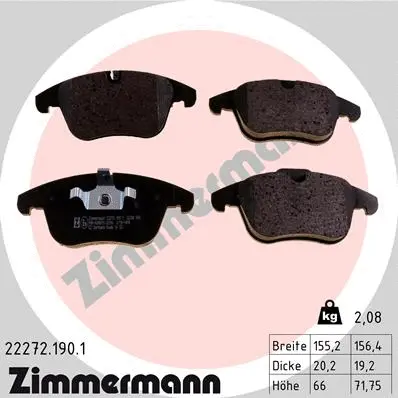 Diskinių stabdžių trinkelių rinkinys ZIMMERMANN 22272.190.1