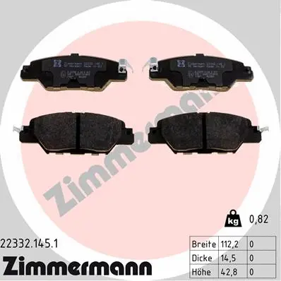 Diskinių stabdžių trinkelių rinkinys ZIMMERMANN 22332.145.1