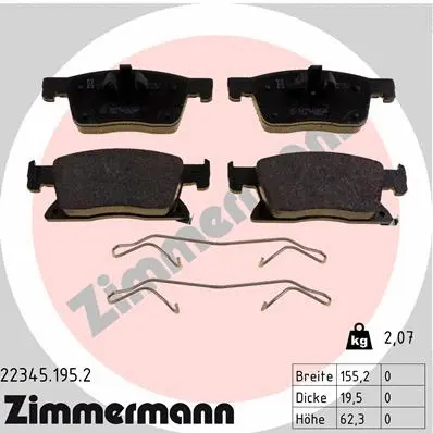 Diskinių stabdžių trinkelių rinkinys ZIMMERMANN 22345.195.2